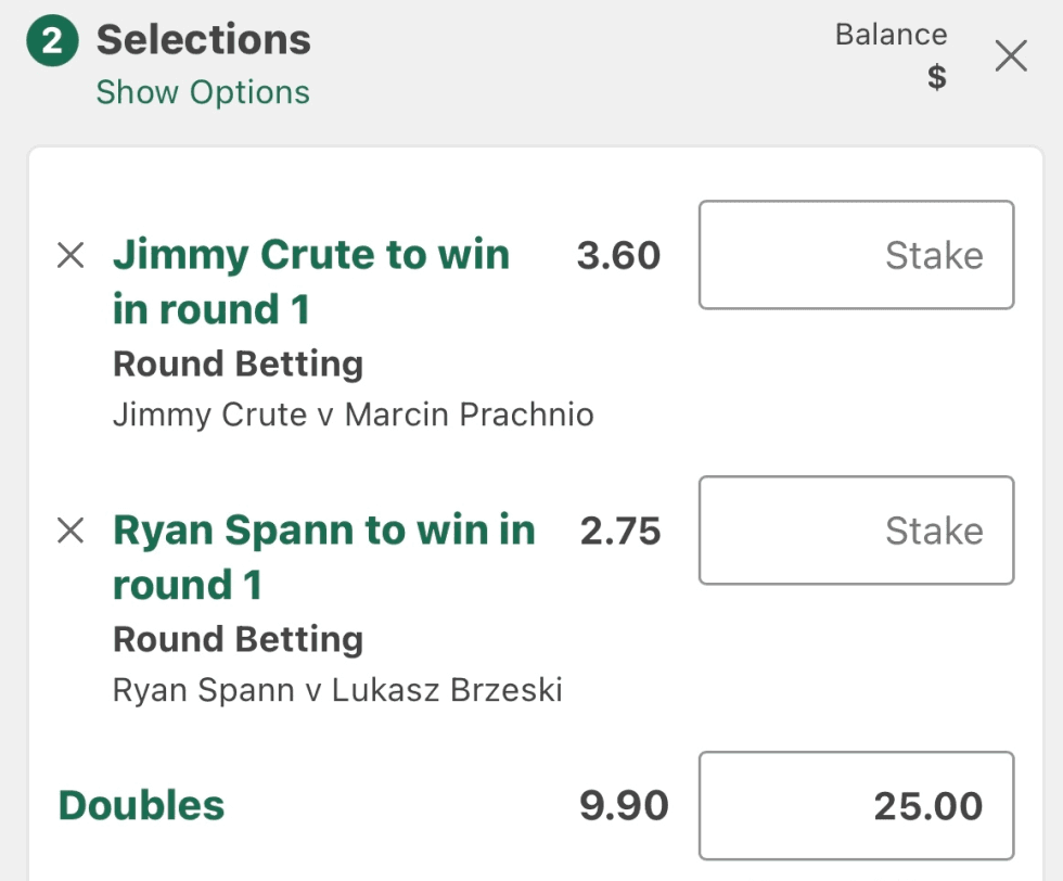 UFC betting win screenshot showing $334 profit